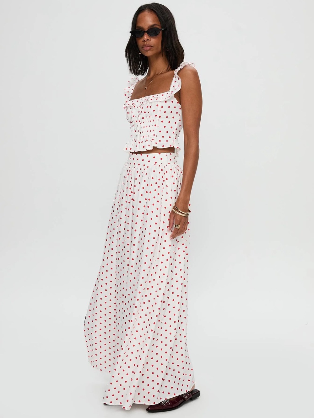 Princess Polly Valerio Maxi Skirt White / Red